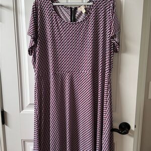 Michael Kors 3X Fit and Flare Skater Red and Black Zigzag Dress